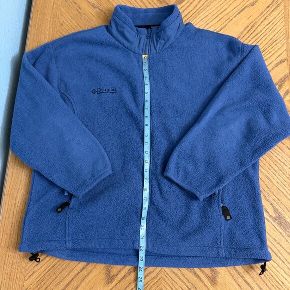 Columbia Plush Fleece Full Zip Jacket Blue With Zip Pockets Made in USA Size XL - Picture 7 of 11